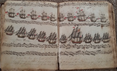 Buttrey Manuscript - Music and Ships Lined Up at the Battle of St. Kitts