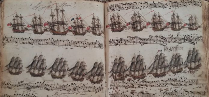 Music and Ships lined up at the Battle of St. Kitts